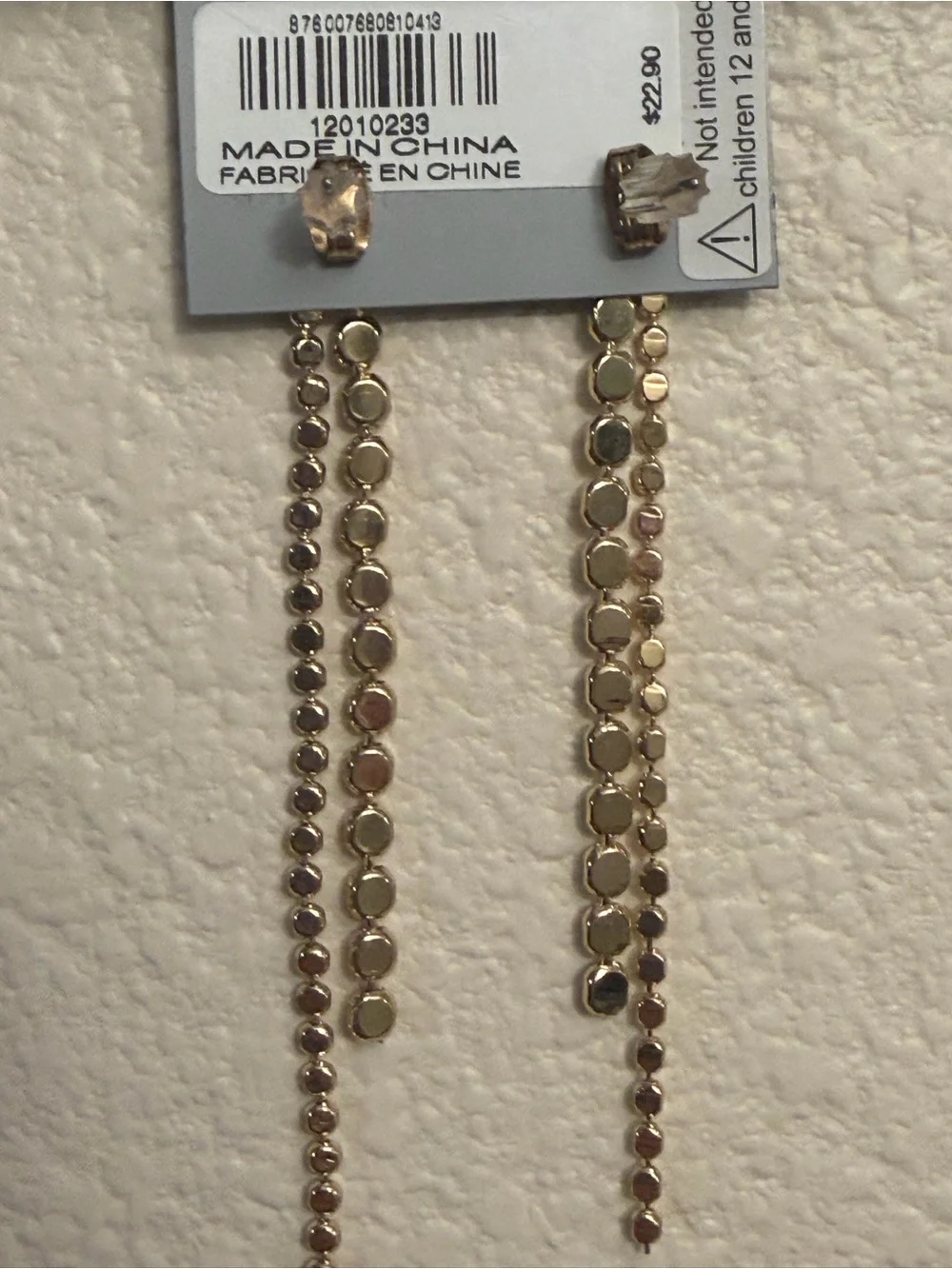 Express Shiny Gold Long Disc Drop Earrings